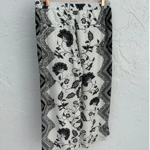 ETT TWA by Anthropologie Womens Cropped Wide Leg Pants Black White Size Large - Picture 8 of 15